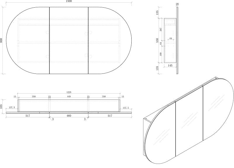 MILAN 1500mm Vanity Wall Hung