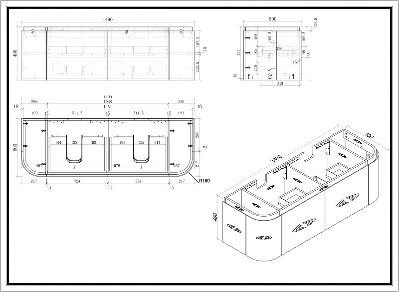 MILAN 1500mm Vanity Wall Hung