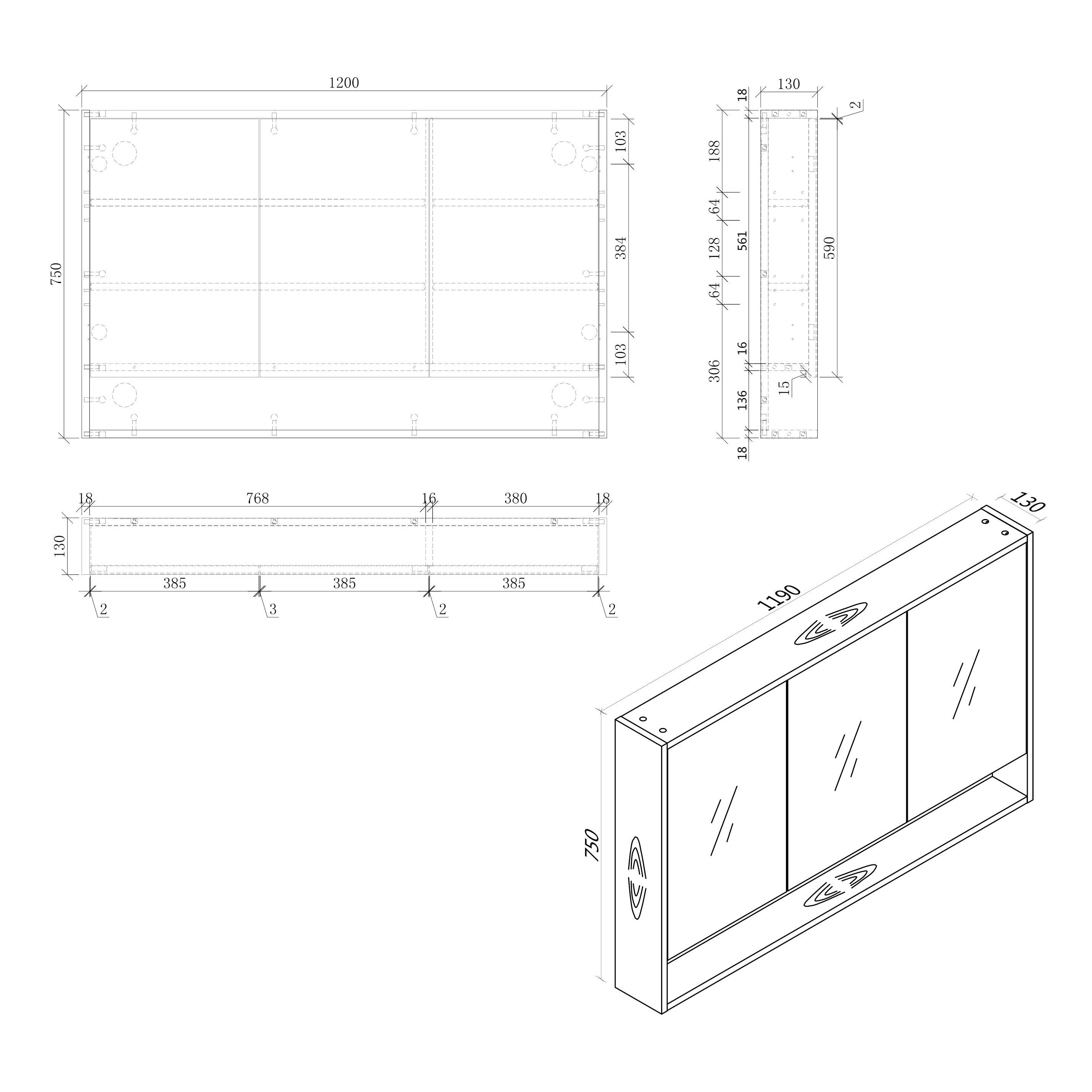 BONDI Mirror Cabinet 1200mm