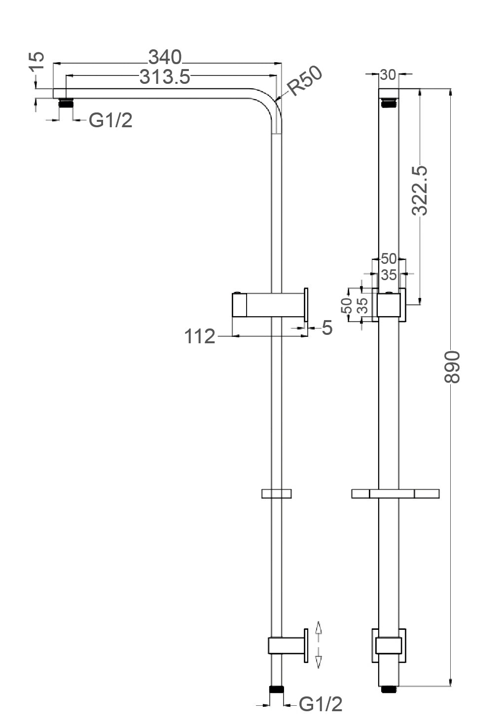 BACINO Multifunction Shower Rail Chrome