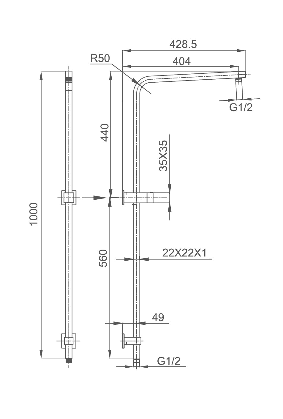 QUBI BLACK Multifunction Shower Rail Matte Black