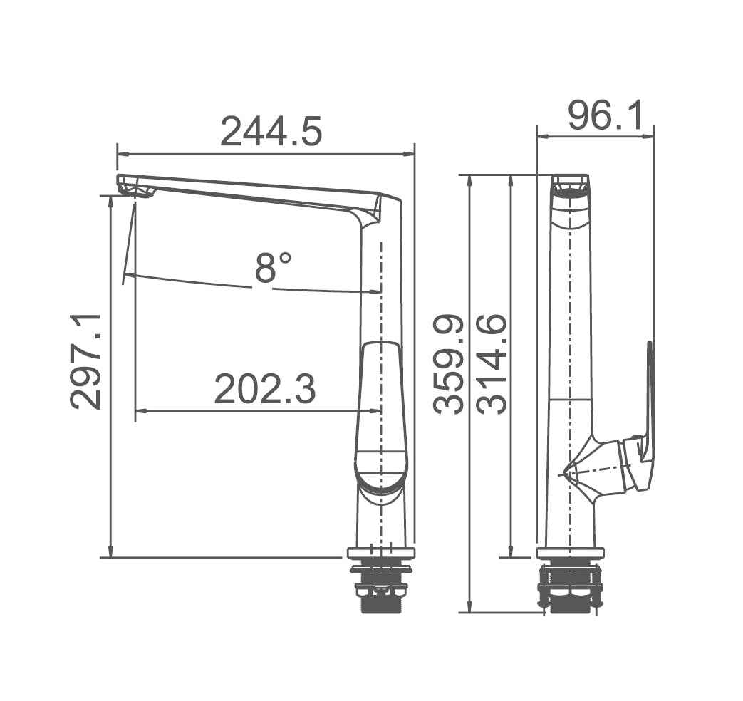 EXON Sink Mixer Gun Metal