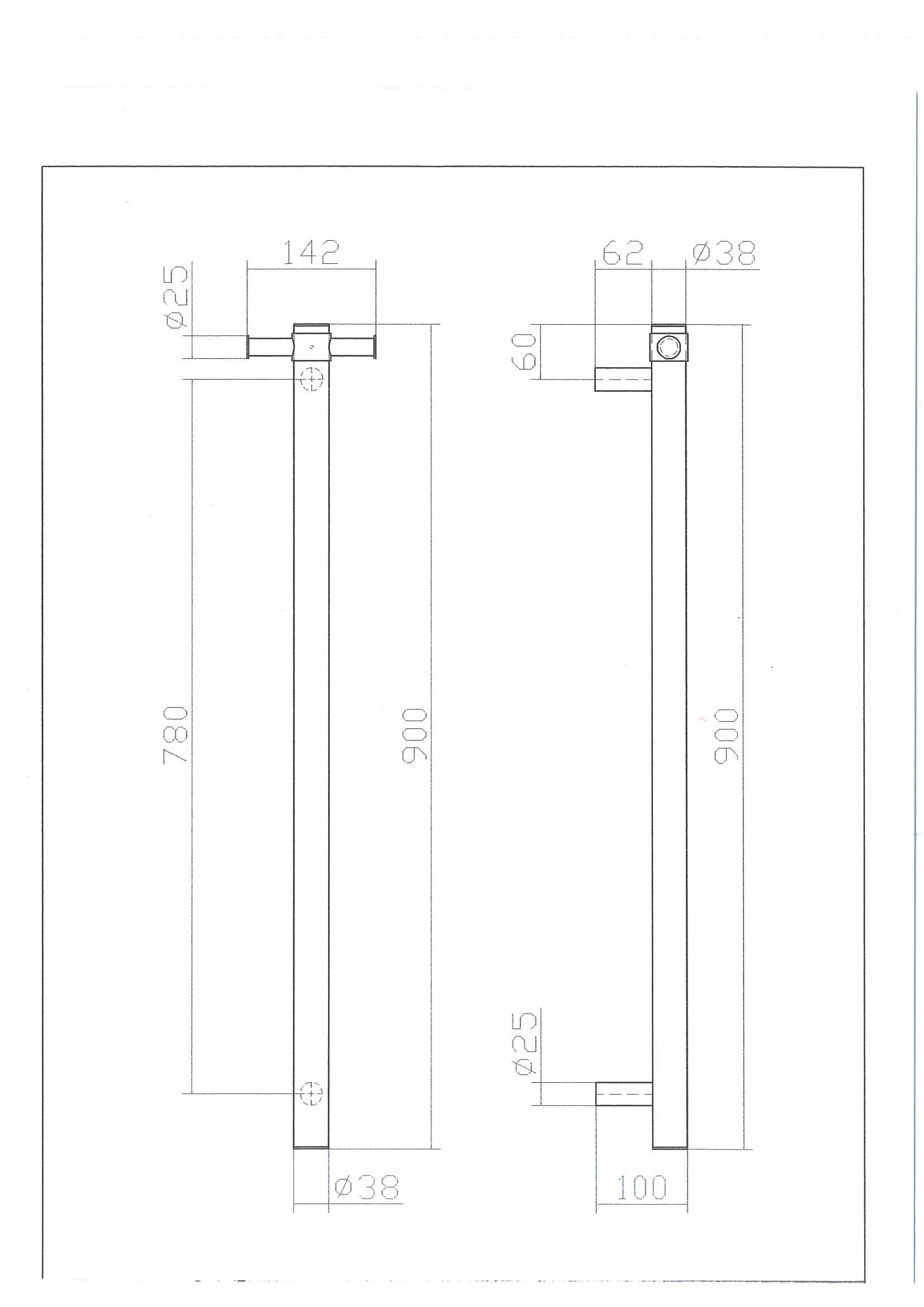 Vertical Heated Towel Bar Brushed Brass