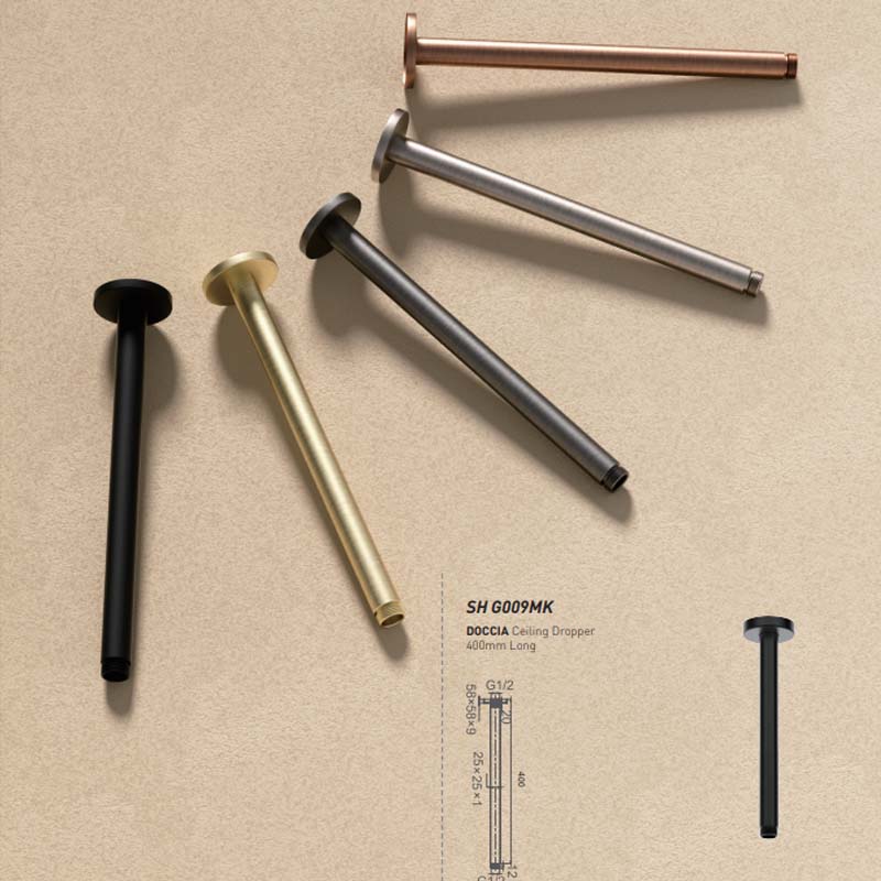 DOCCIA Ceiling Dropper 400mm Long Gun Metal