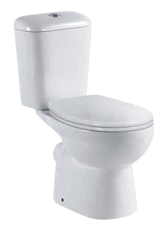 STYLO Rimless Close Couple Toilet Suite; Quiet Soft Closing Toilet; Bottom right hand inlet