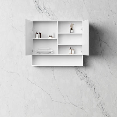 Boston Matte White Plywood Shaving Cabinet 900x800x150 With Copper Free Mirror