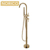 Pentro Round Brushed Yellow Gold Freestanding Bath Mixer With Hand held Shower