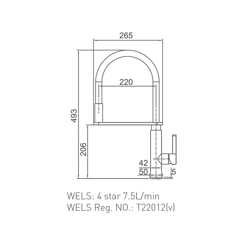 KENZO Chrome Sink Mixer with Black Hose Chrome