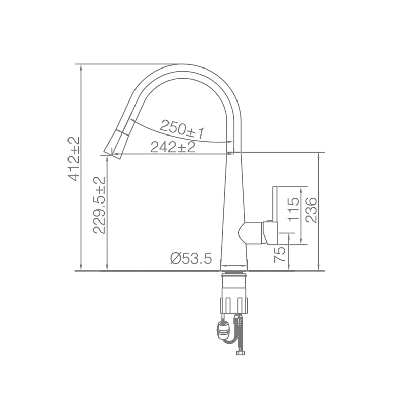 JESS Pull Out Sink Mixer Brushed Brass