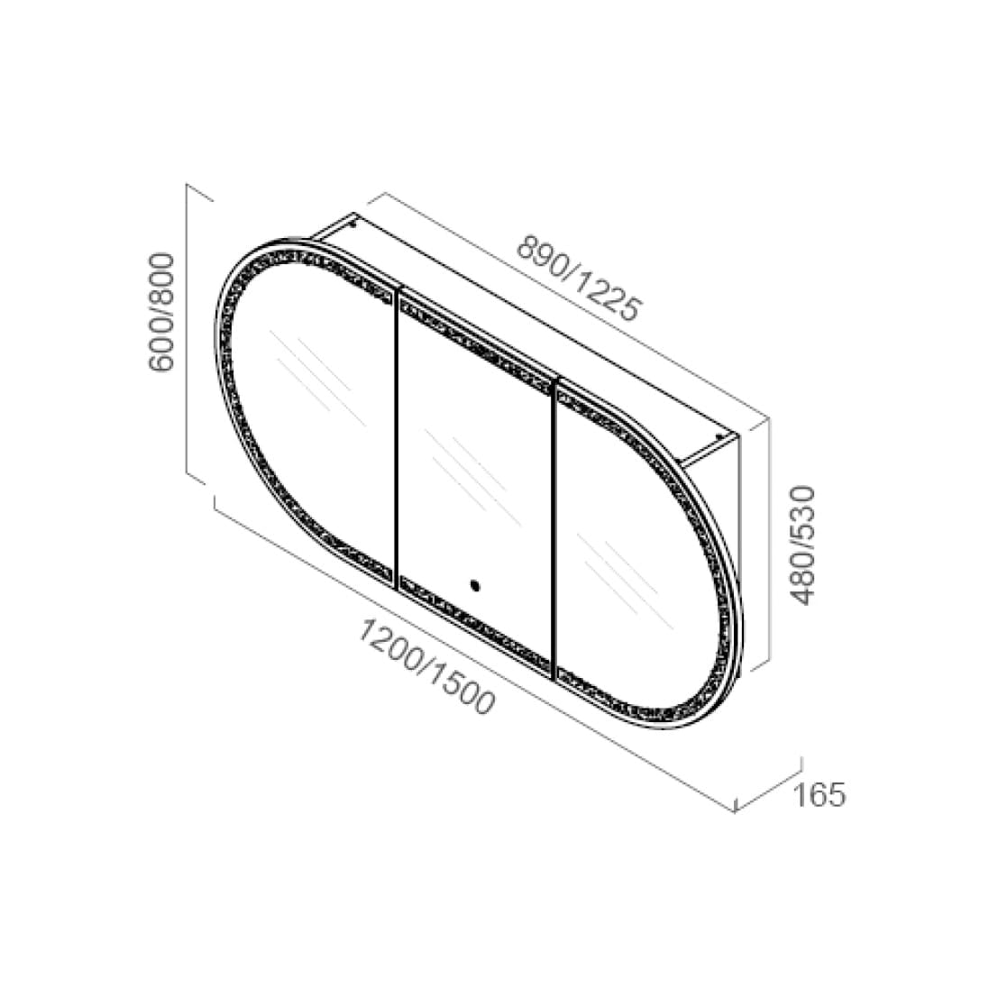 PIAZA LED Mirror Cabinet in Matte White 1500mm