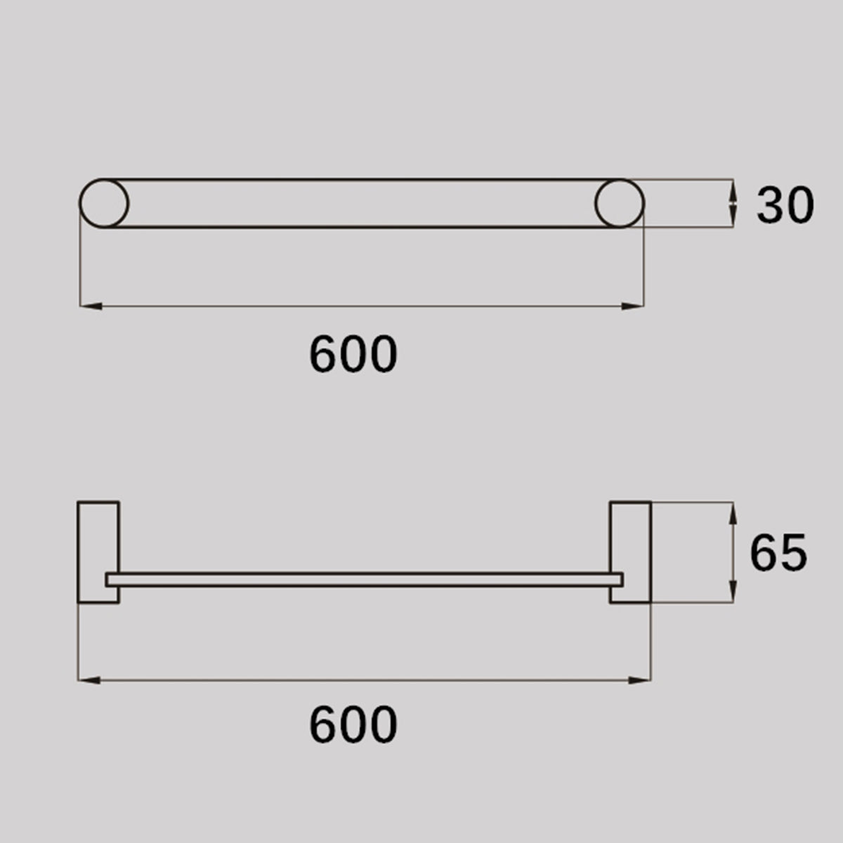 VIVO 600mm Single Towel Rail Brushed Nickel