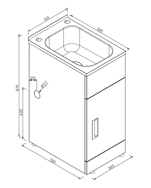 LAVASSA 20L Slimline Laundry Trough and Cabinet
