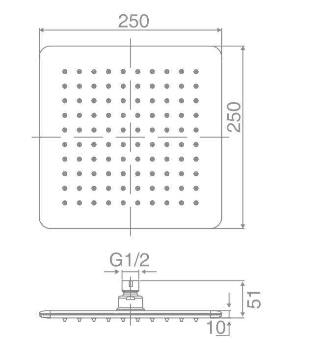 DOCCIA 250mm Square Shower Head Chrome