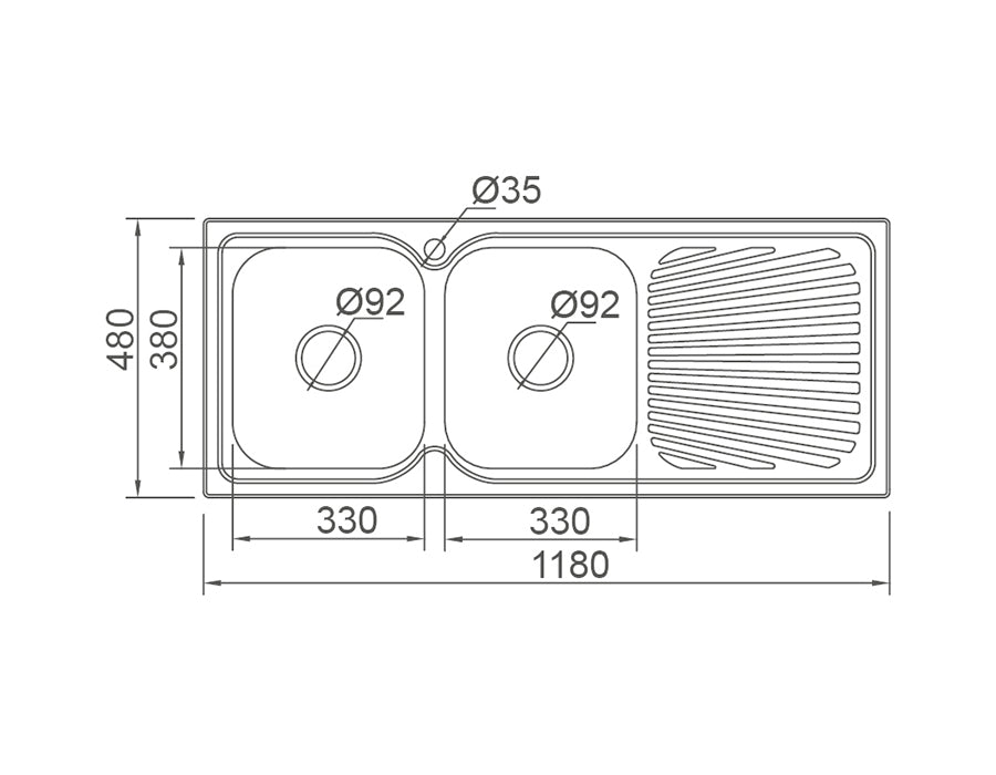 DANTE Square Double Bowl Sink with Tap Hole