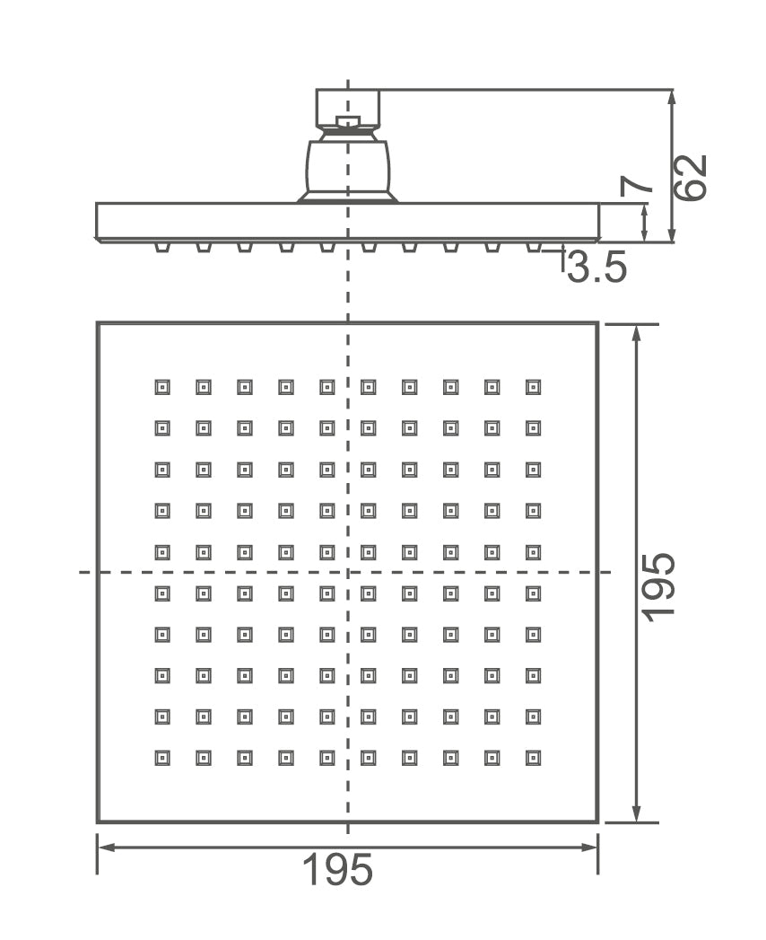 DOCCIA 200mm Square Shower Head Matte Black