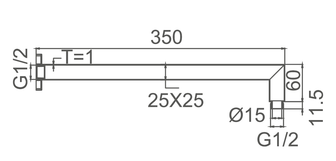 DOCCIA 35cm Round L Shape Shower Arm Matte Black