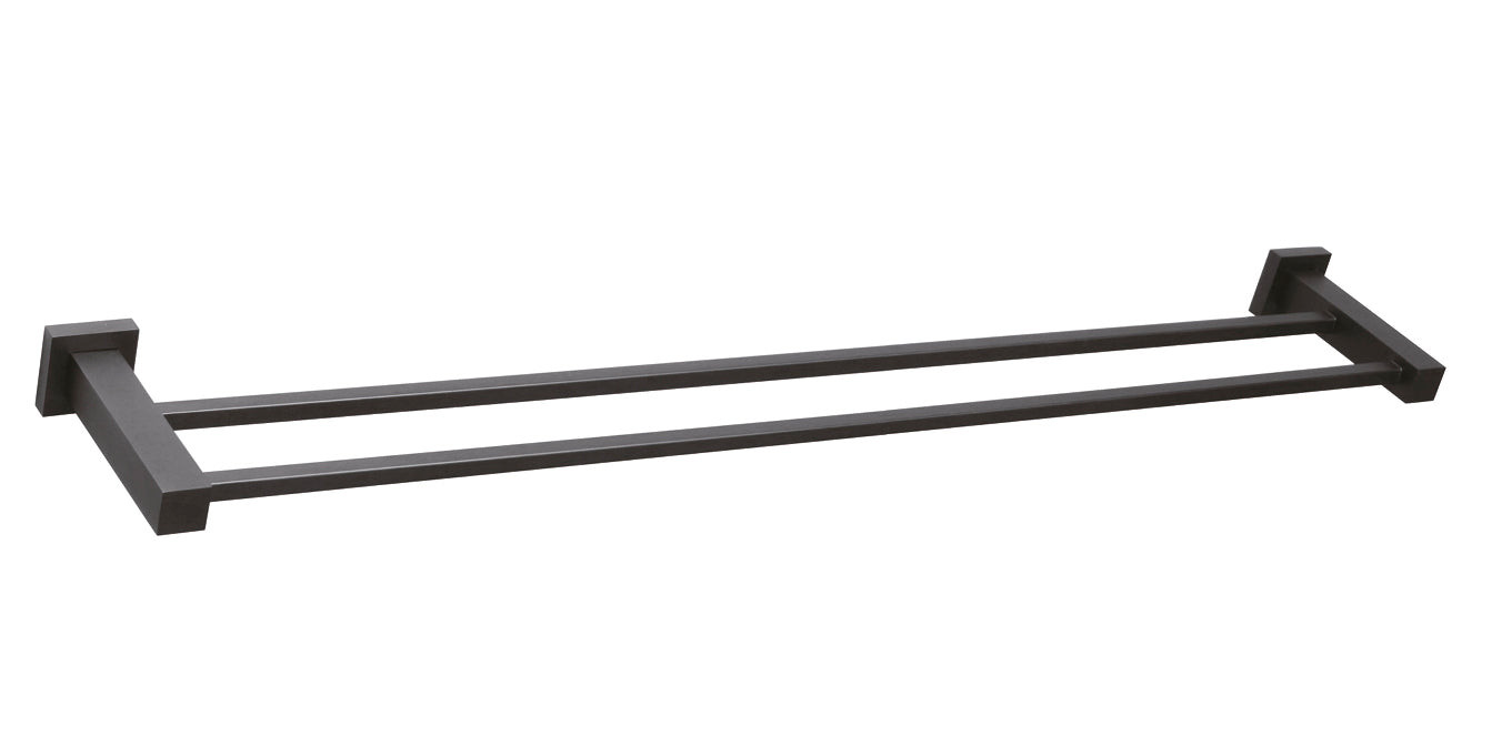 QUBI 750mm Double Towel Rail Matte Black