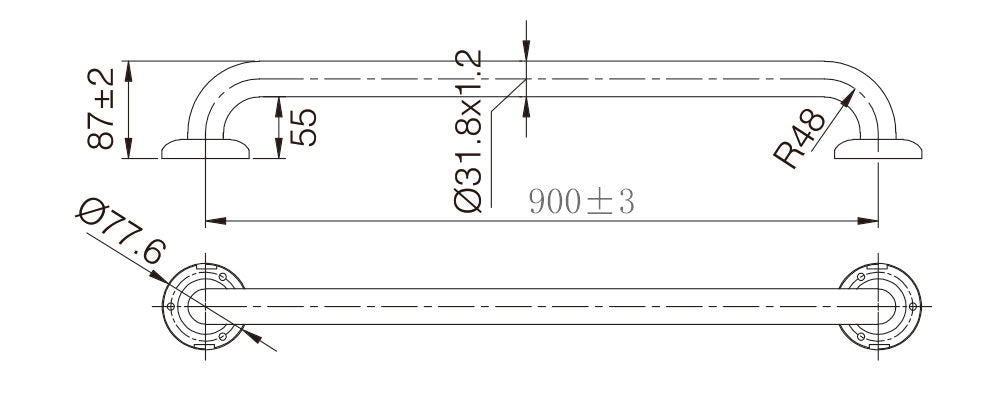 MOBI CARE 900mm Grab Rail Matte Black