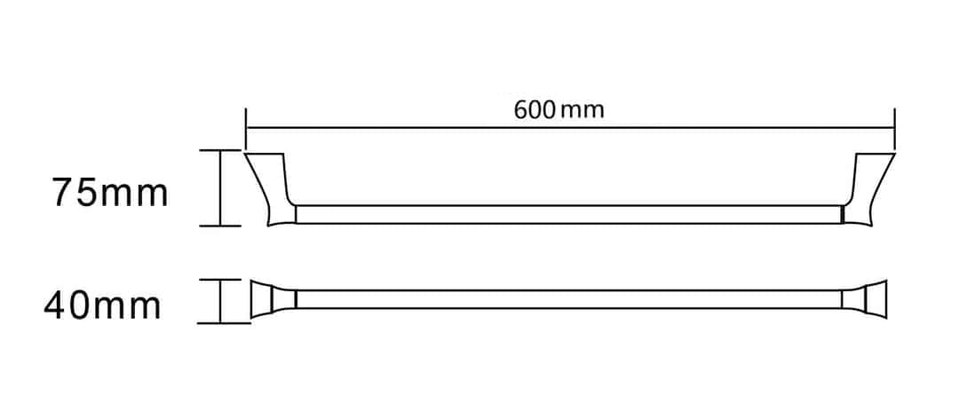 EXON 600mm Single Towel Rail Brushed Nickel