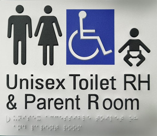 Right Hand Unisex Toilet and Parent Room Sign