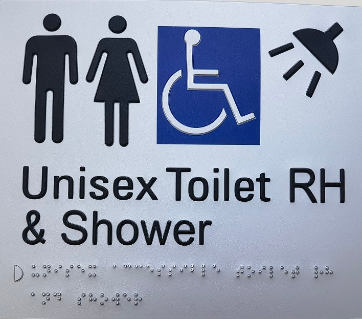 Right Hand Unisex Toilet and Shower Sign