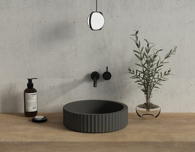 COUNTER TOP  PIAZA Artificial Stone Basin with a fluted exterior