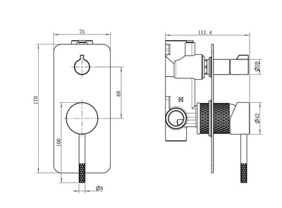 Tiara Shower mixer with Diverter in Brushed Nickel