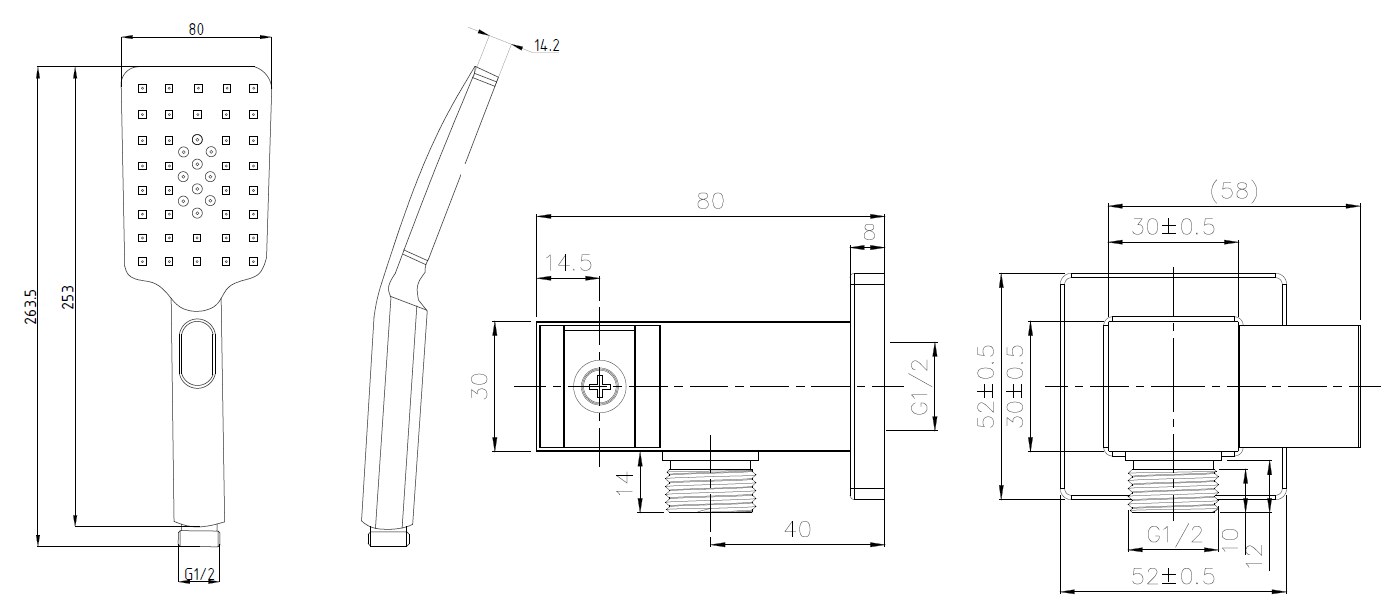EXON Shower Head on Bracket Matte Black