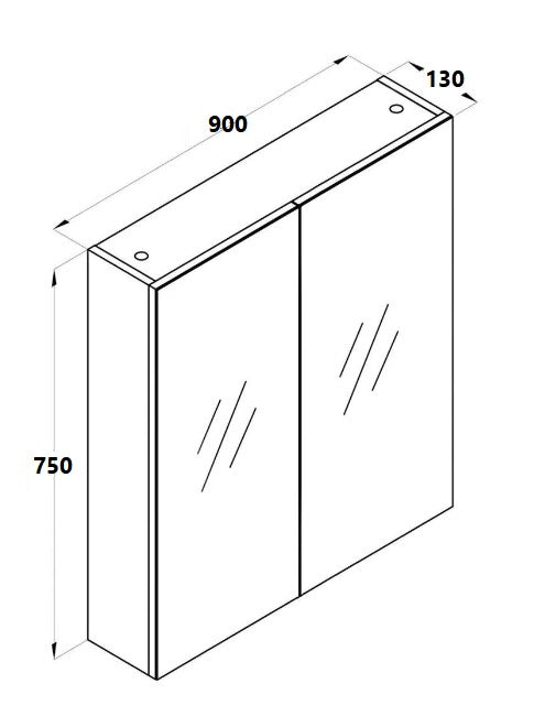 BELLA 900 Pencil Edge Mirror Cabinet