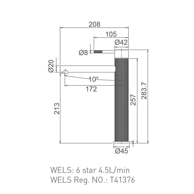 TIARA Tower Mixer Brushed Nickel