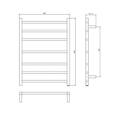 Round Matte Black Electric Heated Towel Rack 7 Bars