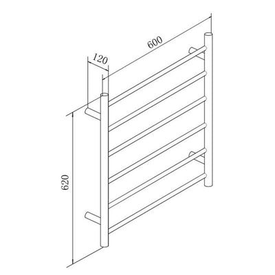 Round Black Electric Heated Towel Rack 6 Bars