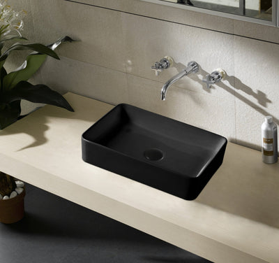 DIOR-II Above counter basin in Matte Black finish.