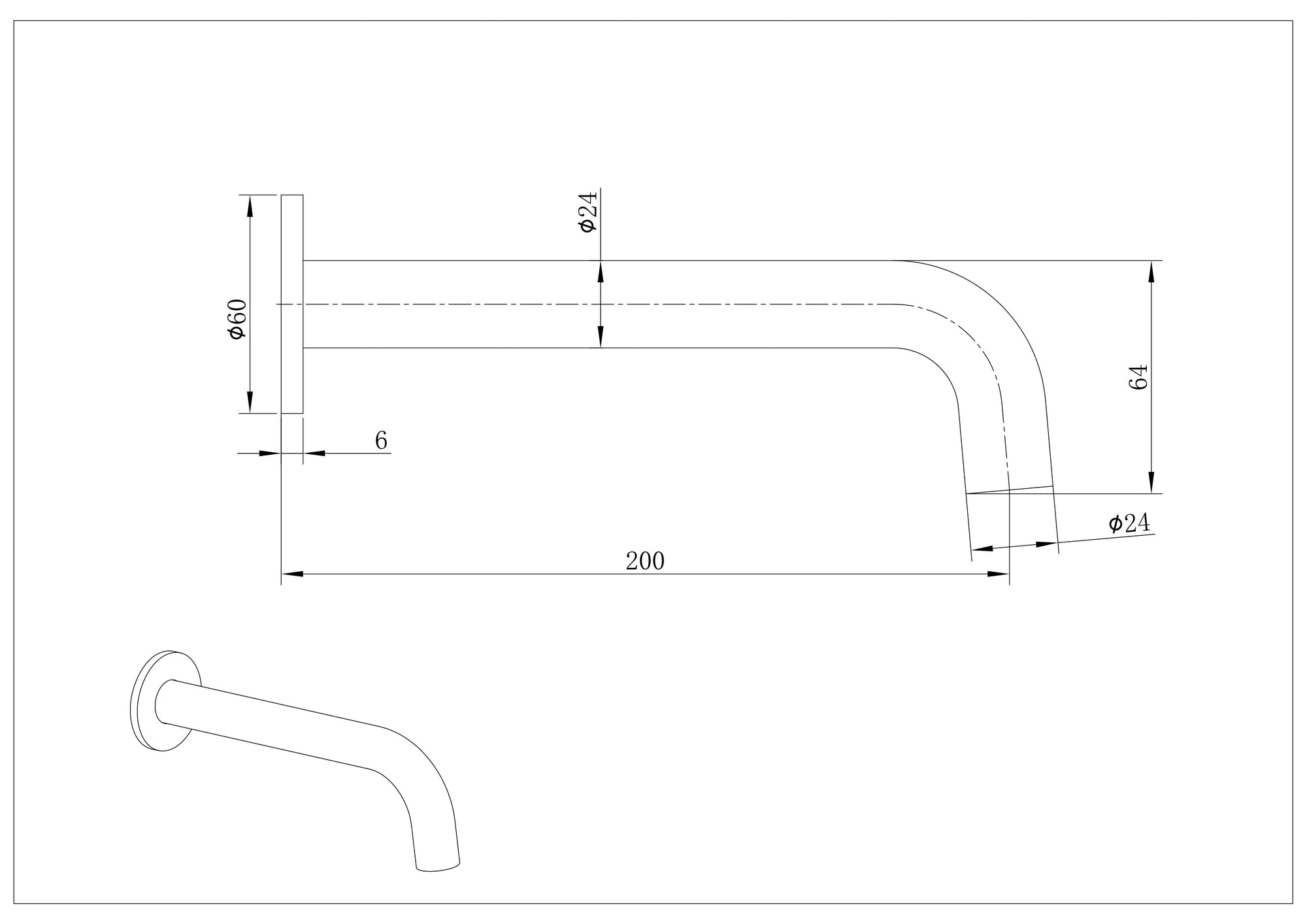 VIVO Curved Spout in Brushed Nickel