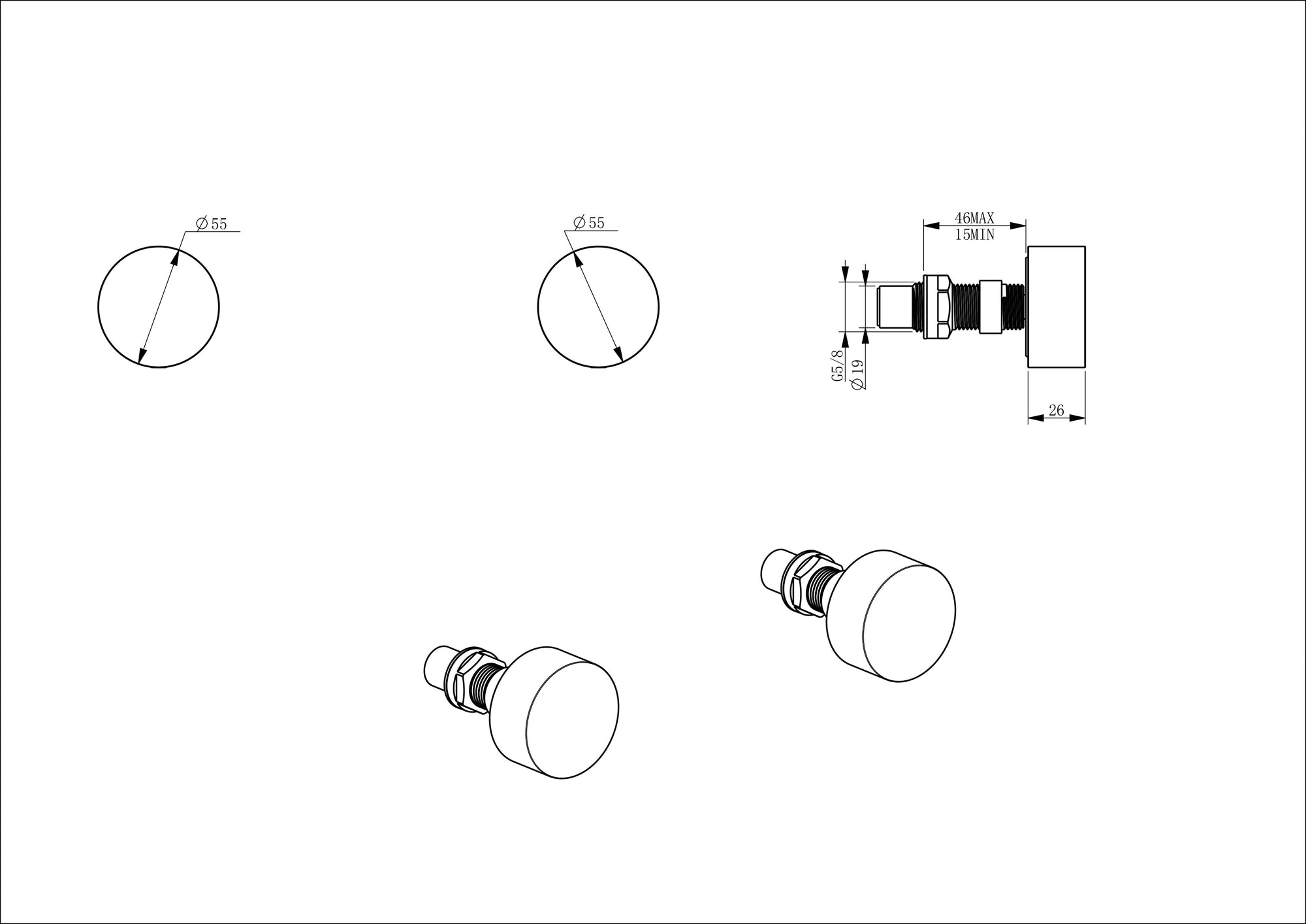 VIVO Basin/Bath set with hot and cold handle in Matte Black