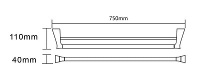 EXON 750mm Twin Towel Rail in Chrome