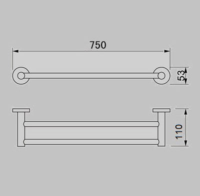 JESS double towel rail in Chrome