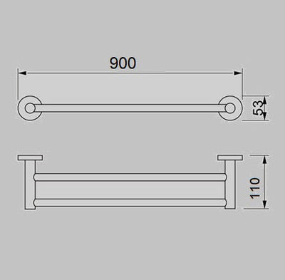 JESS double towel rail (900mm) in Chrome