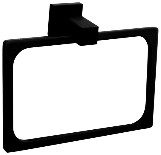 QUBI BLACK square towel ring in Matte Black