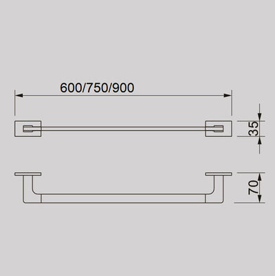 BIANCO single towel rail (600/750/900mm)