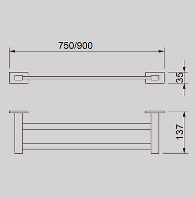 BIANCO double towel rail (750/900mm)