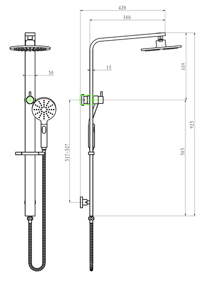 EXON Multi Function Shower Rail ( Top Bracket Inlet) With Single Hose