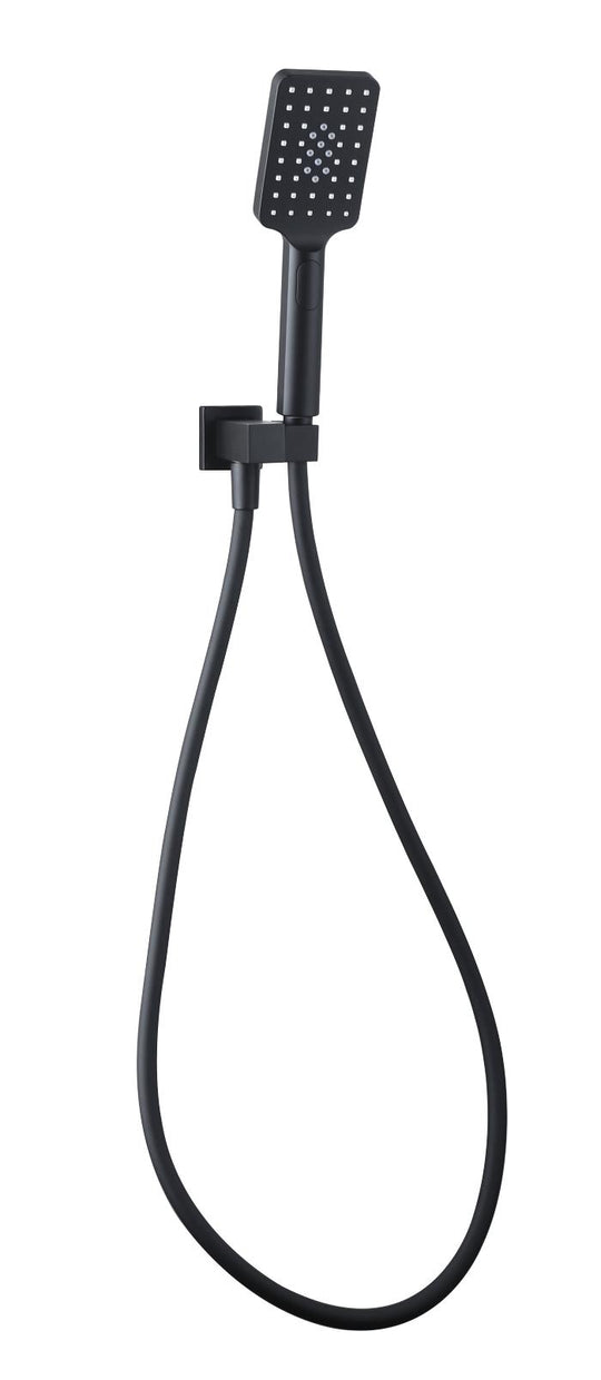 NOIR 3 Function Shower Head On Bracket (Elbow Built In) with Black Hose