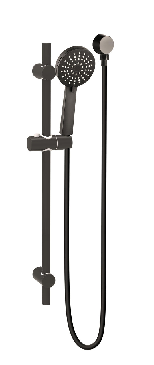 NIXON ABS Shower Rail With 3 Function Shower Head And Elbow included in Gun Metal
