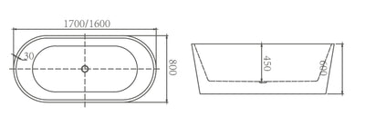 VIVO Free/Standing Bath 1700mm & VIVO Free/Standing Bath 1600mm