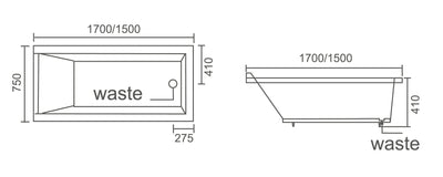 CHELSEA Insert Bath 1700 W/Lip & CHELSEA Insert Bath 1500 W/Lip