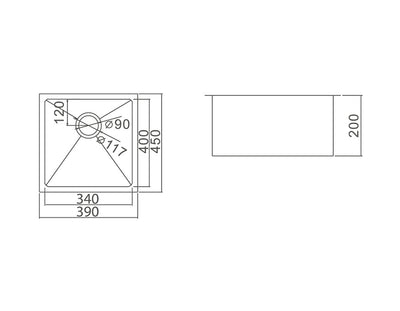 IMPACT Under Counter Sink C/W basket Waste