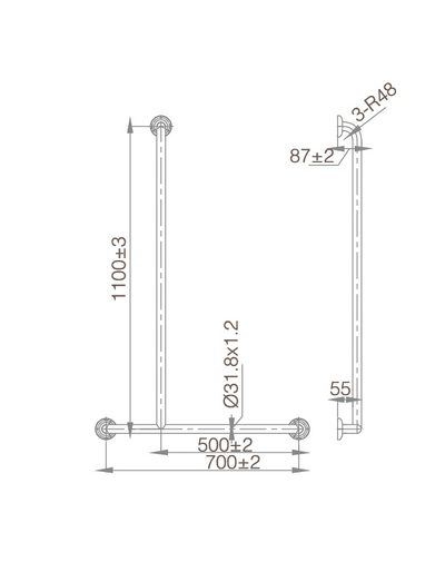 T shape Shower Rail- LH