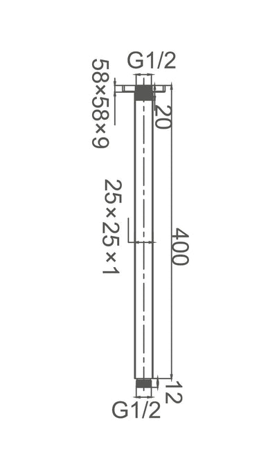 CURO Ceiling Dropper in Matt Black 400mm