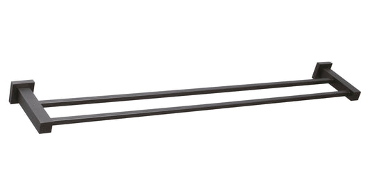 QUBI BLACK Double towel rail (750mm) in Matte Black